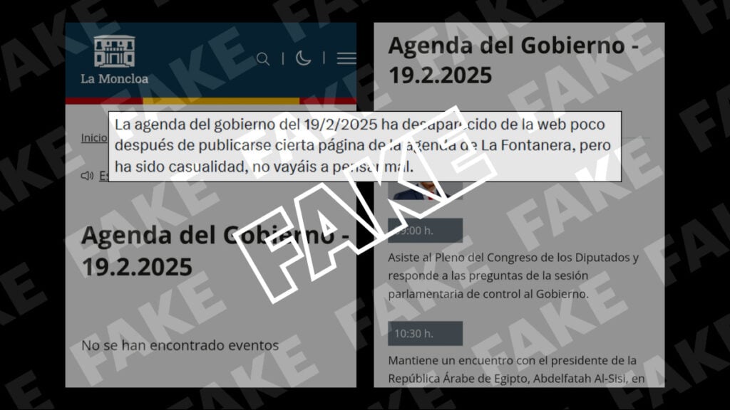 Las actividades de Sánchez del 19 de febrero de 2025 no han “desaparecido” tras publicarse la agenda de Leire Díez