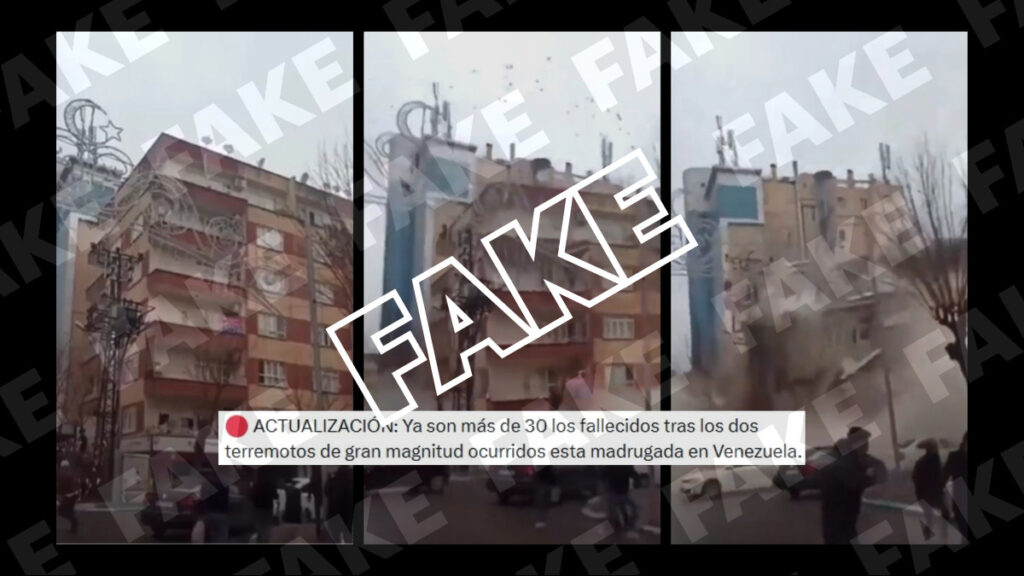 Este vídeo no muestra el derrumbe de un edificio en Venezuela por los seísmos, es Turquía en 2023
